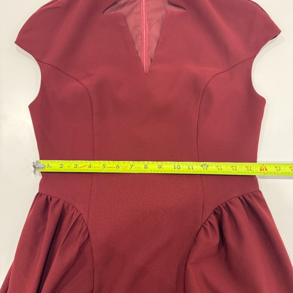Commense Cap Sleeved Keyhole Neckline Flared Burgundy Midi Dress NWT, Size M - Picture 16 of 16